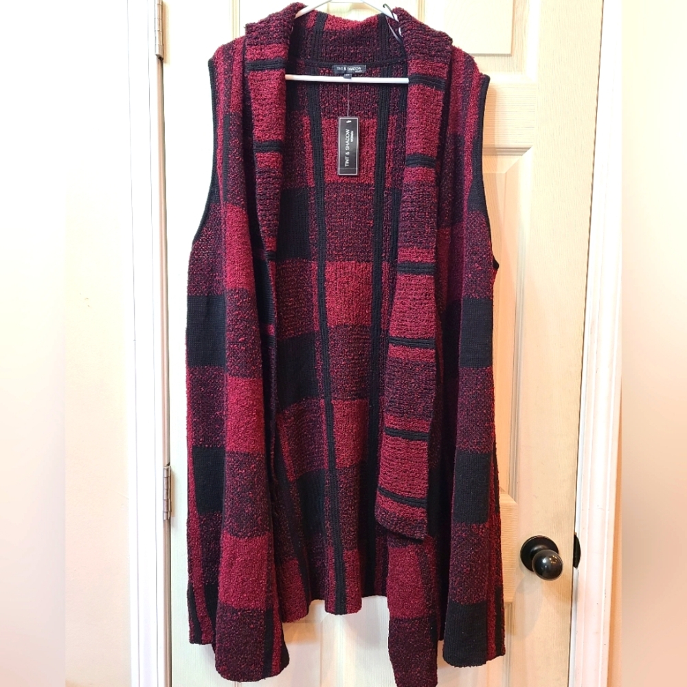 NWT Tint and Shadow Jaquard Plaid Vest 2x